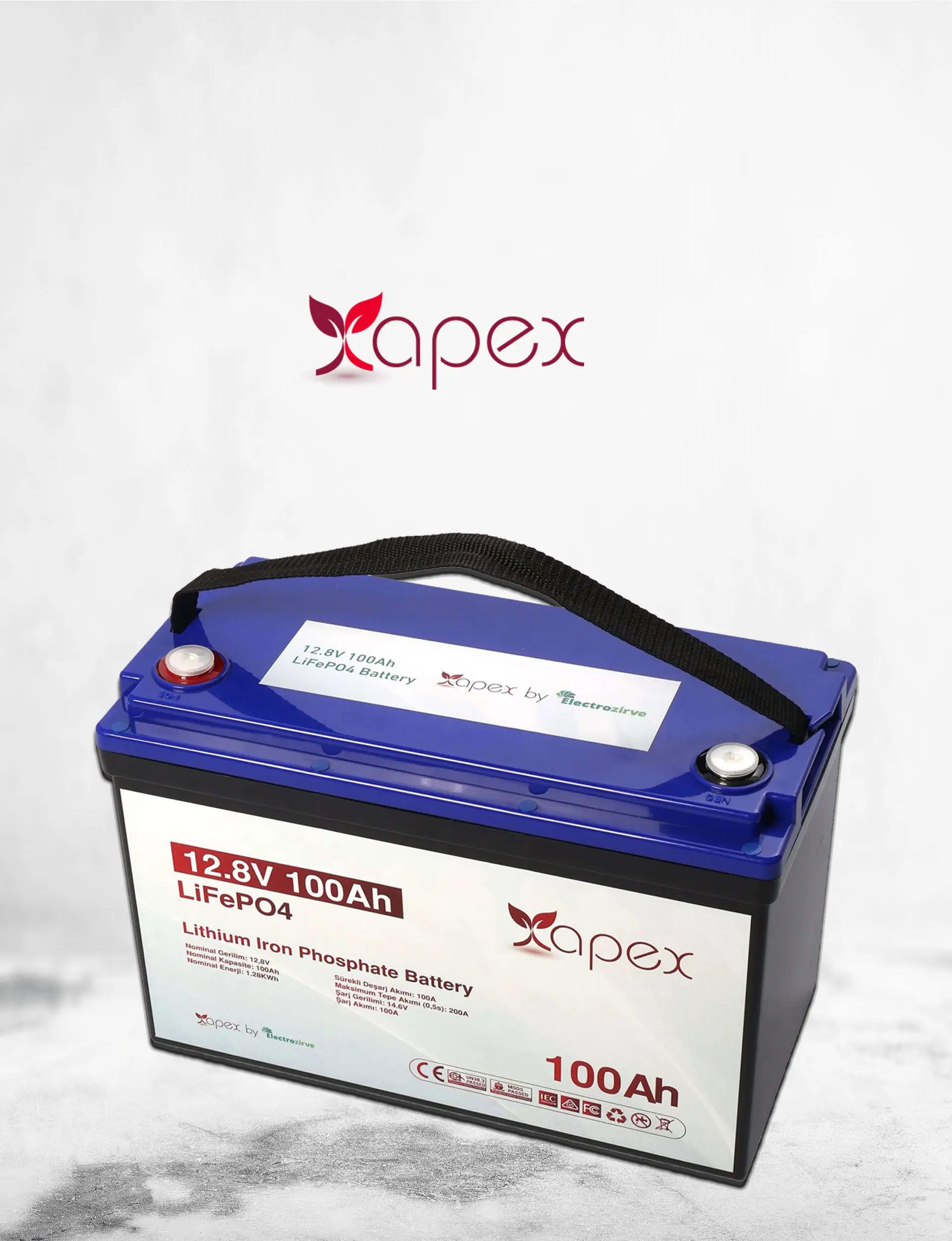 Apex 100 Amper Lityum Akü – 12.8V 100Ah LiFePO4