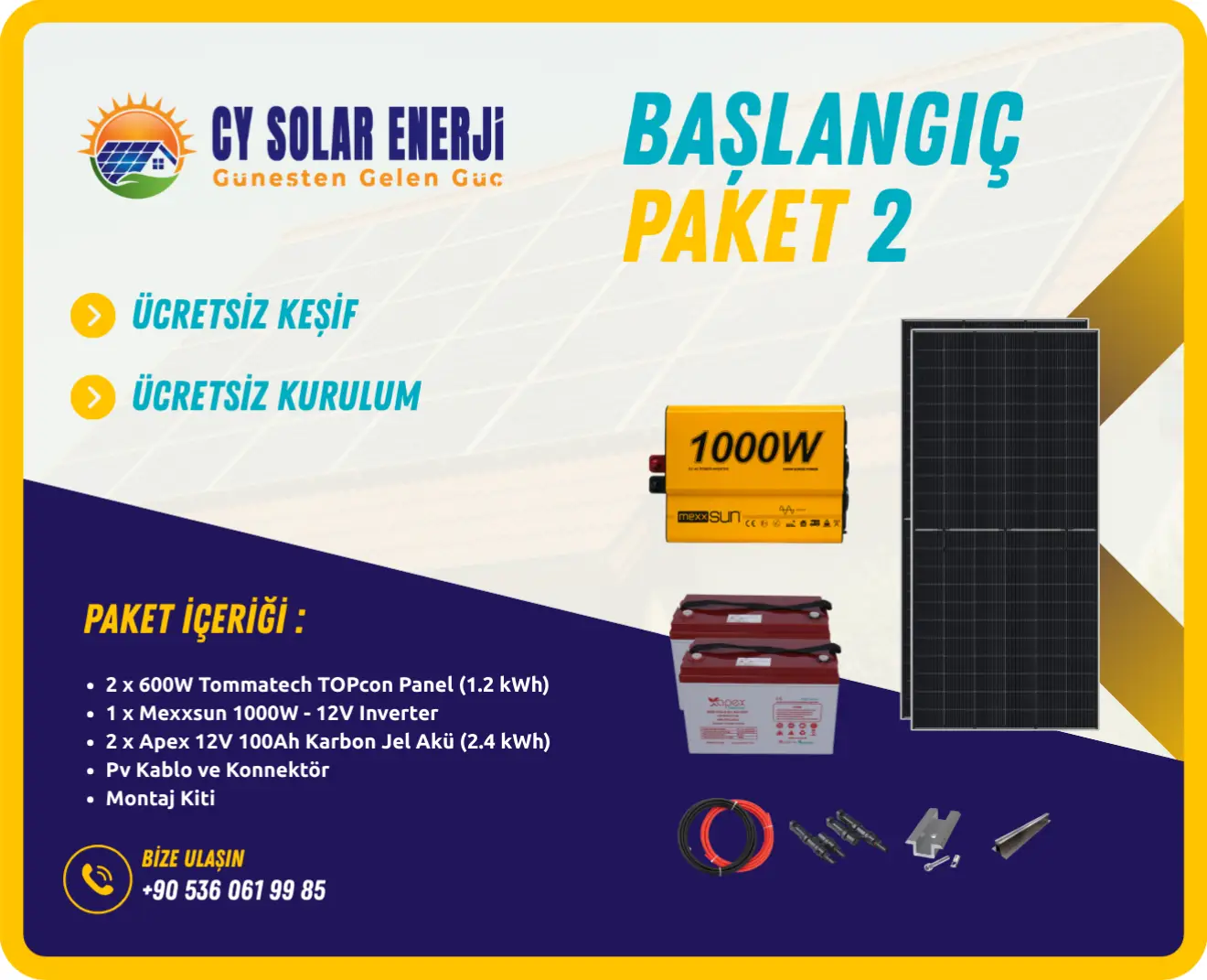 Başlangıç Paket 2 | 1.2 kWh Güneş Enerjisi Sistemi