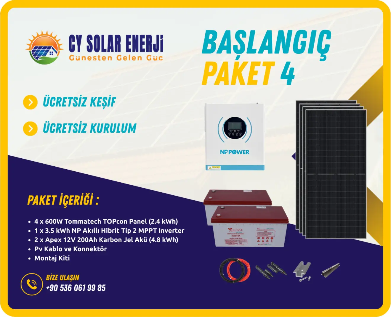 Başlangıç Paket 4 | 3.5 kWh Güneş Enerjisi Sistemi
