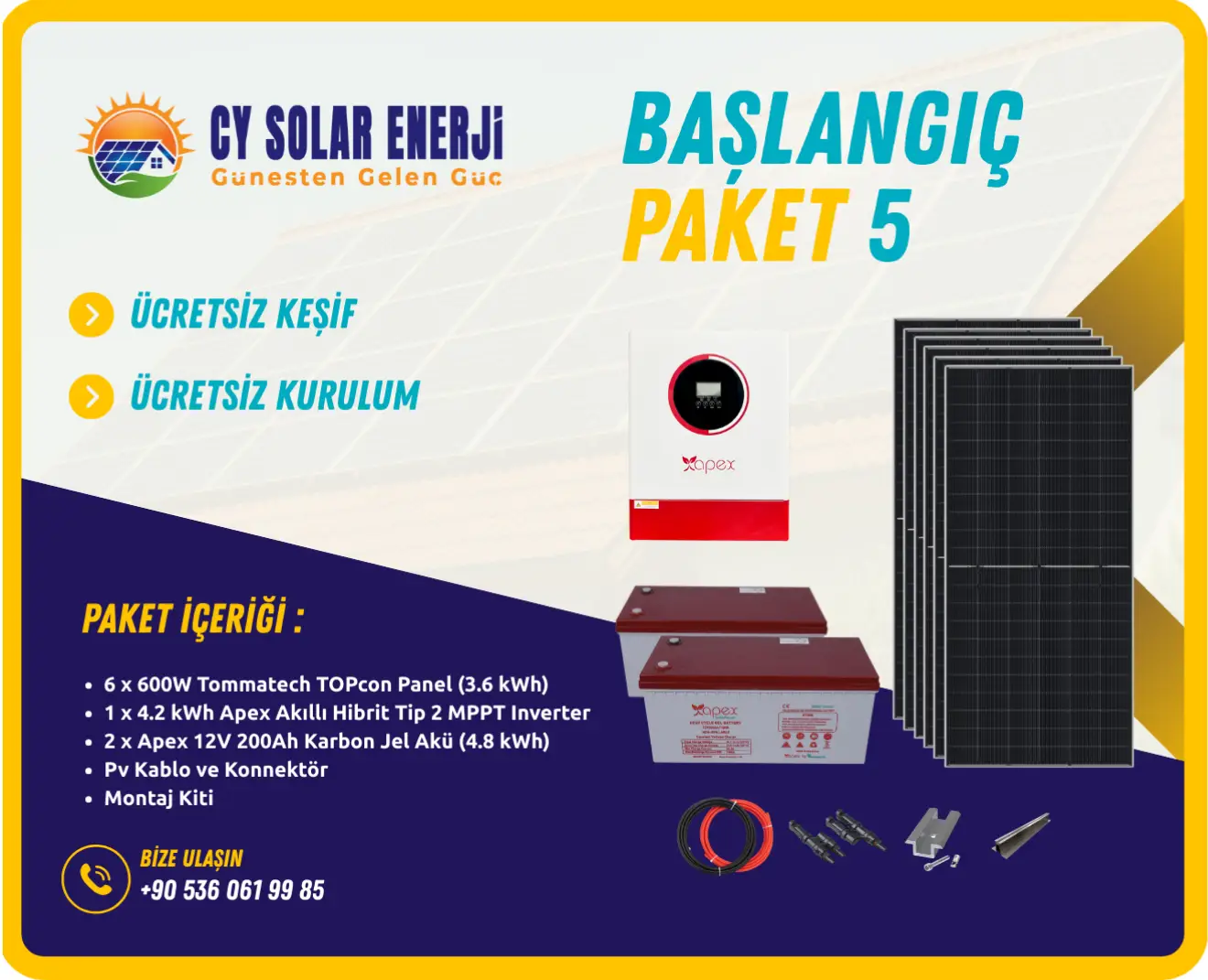 Başlangıç Paket 5 | 4.2kWh Güneş Enerjisi Sistemi