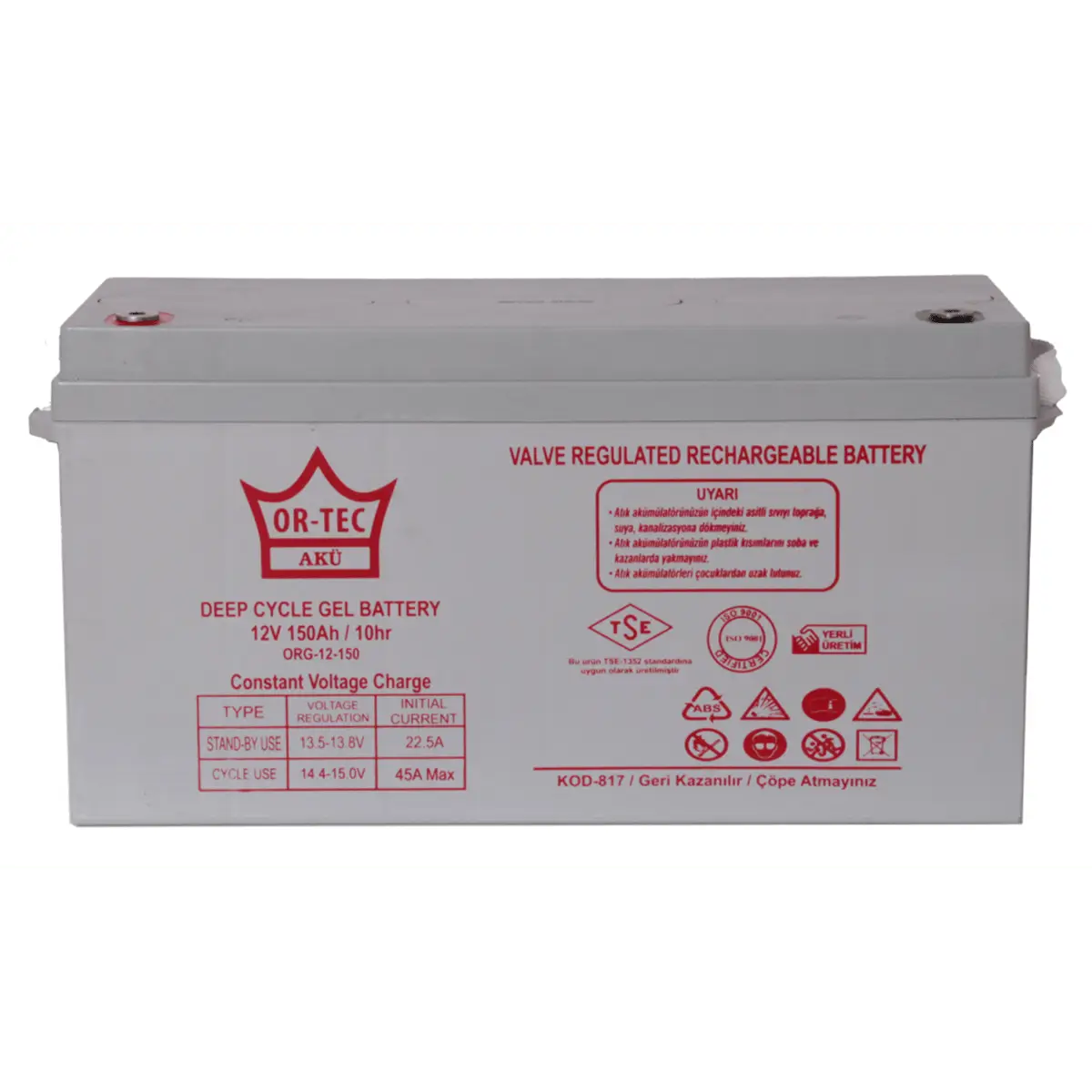 ORTEC 12V 150Ah Jel Akü