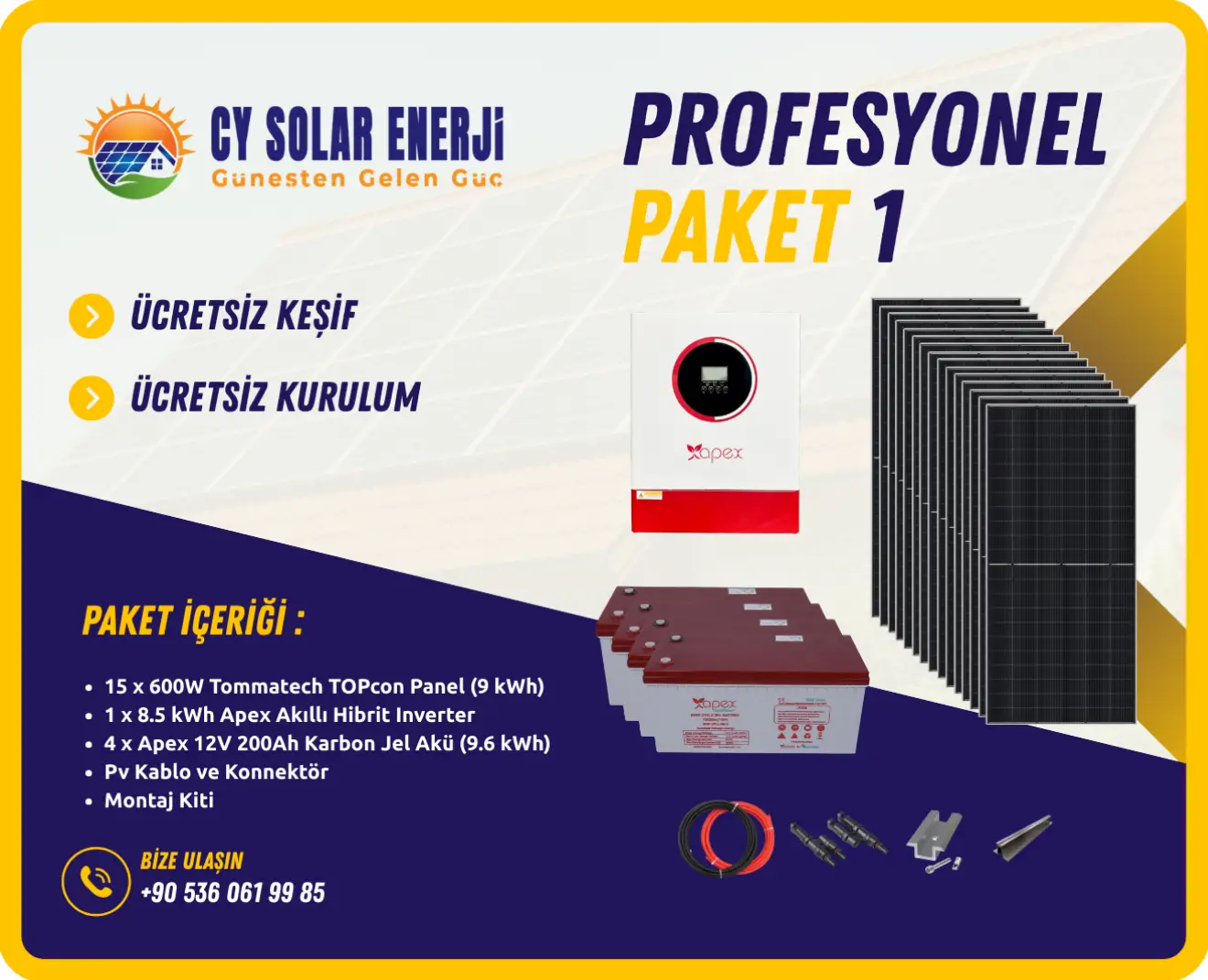 Profesyonel Paket 1 | 8.5 kWh Güneş Enerjisi Sistemi