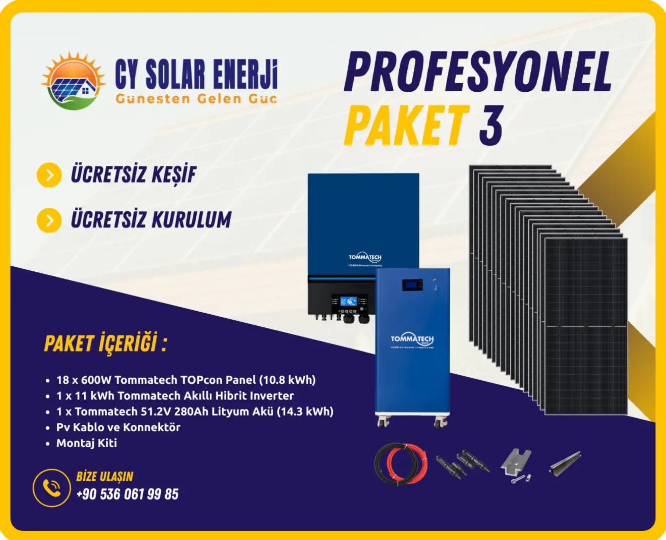 Profesyonel Paket 3 | 11 kWh Güneş Enerjisi Sistemi