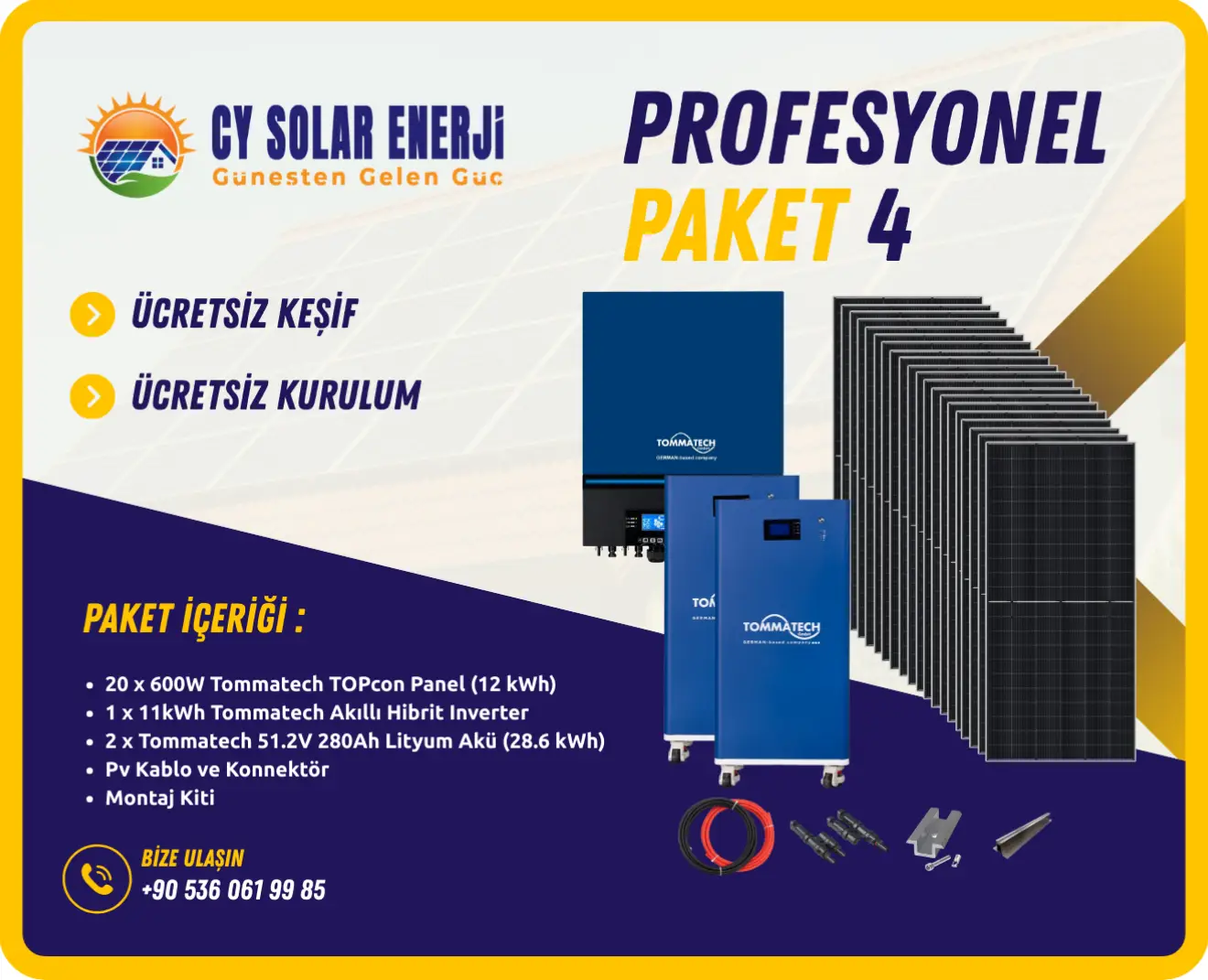 Profesyonel Paket 4 | 12 kWh Güneş Enerjisi Sistemi
