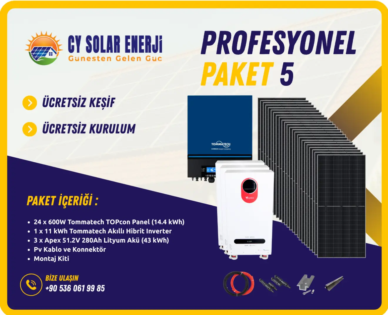 Profesyonel Paket 5 | 14.4 kWh Güneş Enerjisi Sistemi