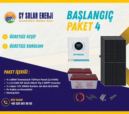 Başlangıç Paket 4 | 3.5 kWh Güneş Enerjisi Sistemi