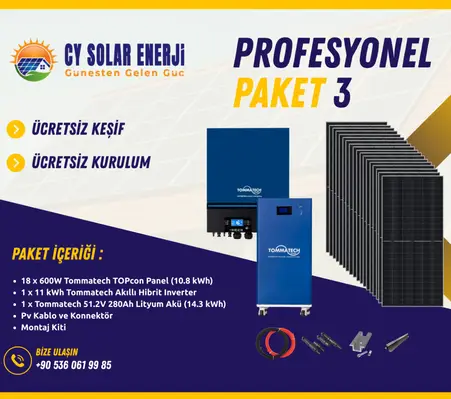 Profesyonel Paket 3 | 11 kWh Güneş Enerjisi Sistemi