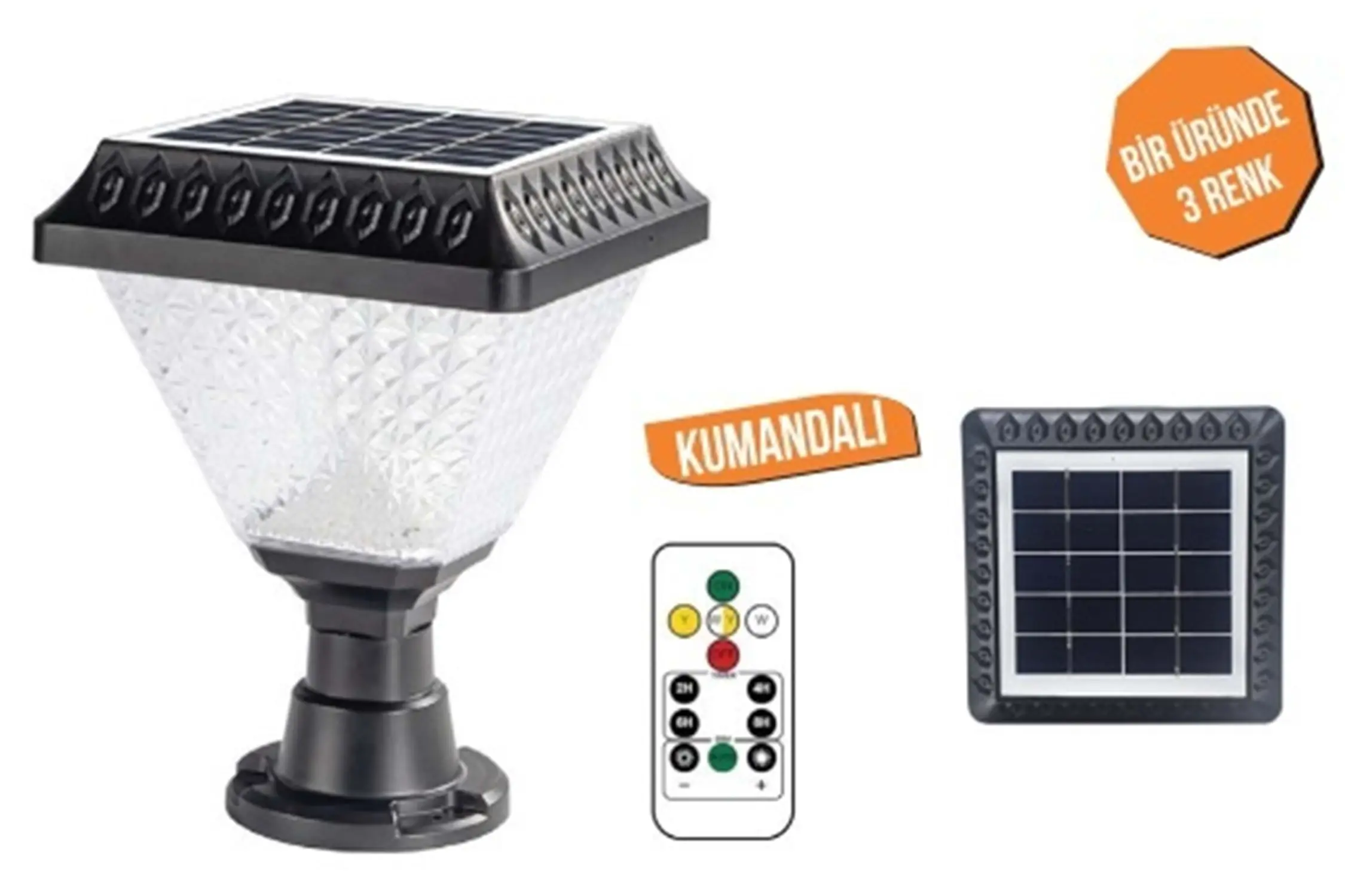 Voltek 50W Solar LED Duvar Tipi Bahçe Armatürü RGB | Kumandalı Renkli